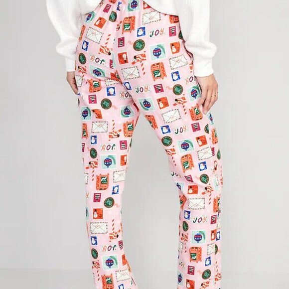 NWT Old Navy Flannel Pajama Pants Holiday Delivery Stamps Sleep Lounge Women XL - Picture 2 of 6